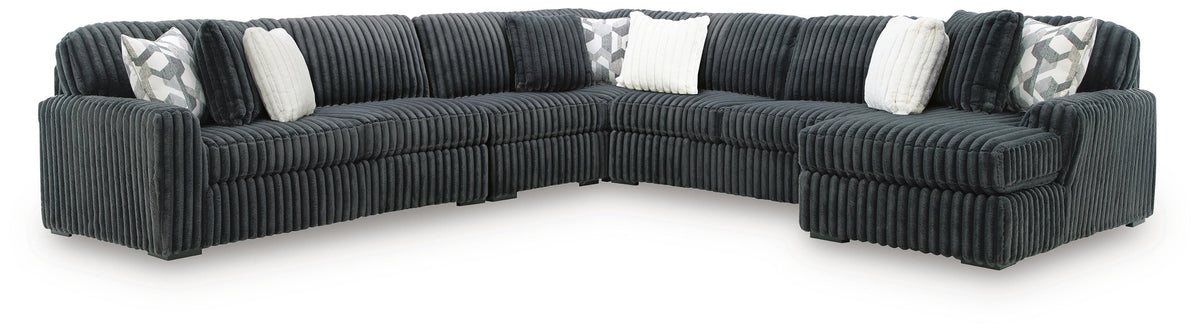 Midnight-Madness 5-Piece Sectional with Chaise - Gunmetal (1)