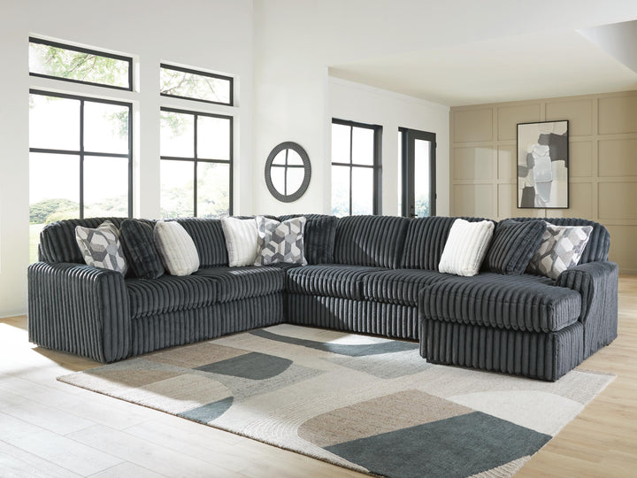 Midnight-Madness 4-Piece Sectional with Chaise - Gunmetal (2)