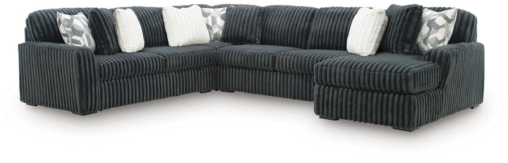Midnight-Madness 4-Piece Sectional with Chaise - Gunmetal (1)