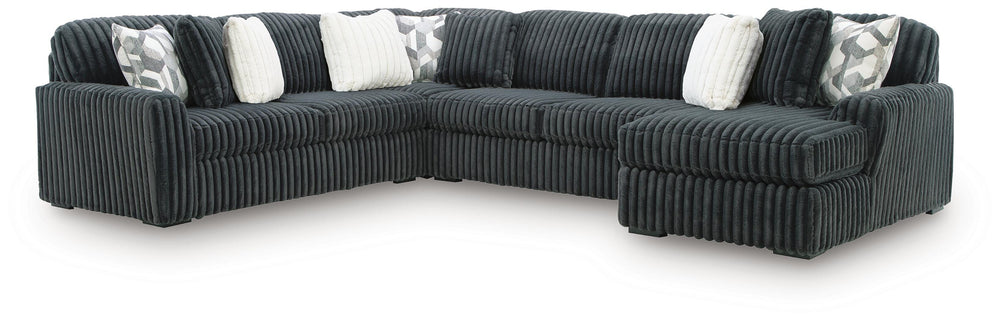 Midnight-Madness 4-Piece Sectional with Chaise - Gunmetal (1)