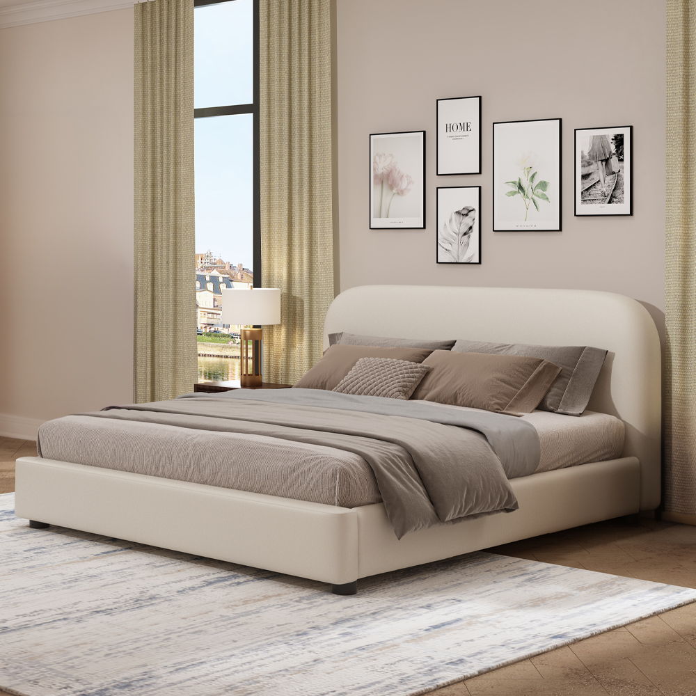 Arden - Queen Bed - Beige Fabric