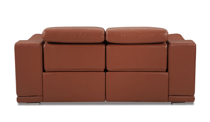 DivanItalia 9762 Top Grain Italian Leather Power Reclining Loveseat with Adjustable Headrests - Camel