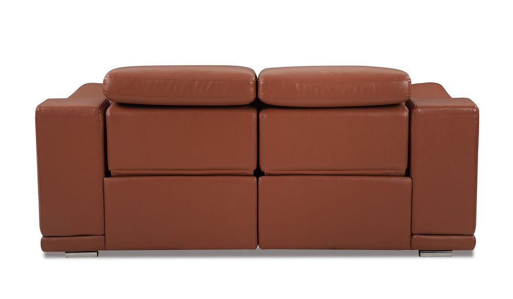 DivanItalia 9762 Top Grain Italian Leather Power Reclining Loveseat with Adjustable Headrests - Camel