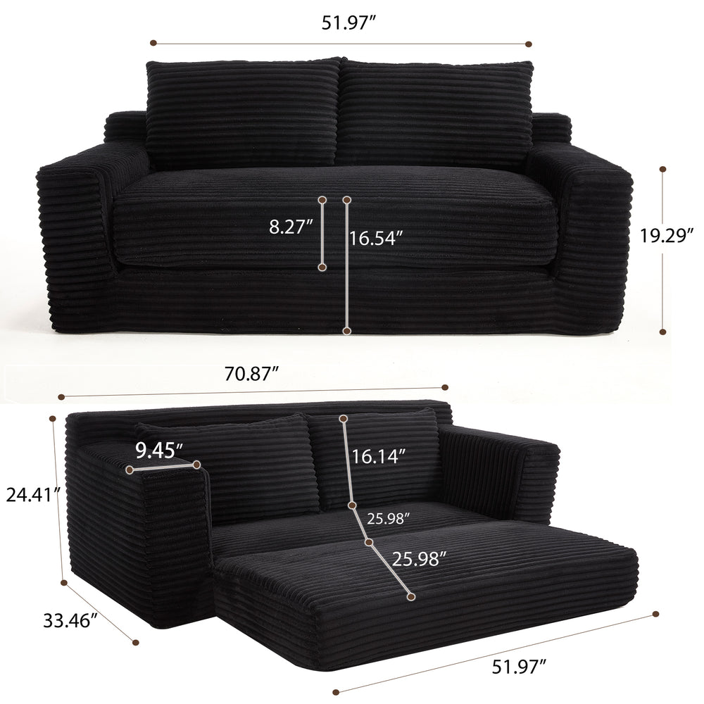 convertible-sofa-sleeper-with-memory-foam-steel-frame-corduroy-fabric