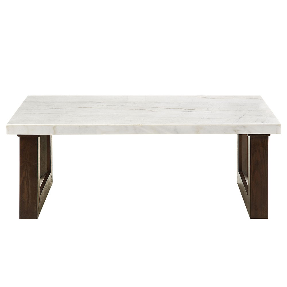 Edwyn - Coffee Table With Marble Top - White Natural Marble Top & Brown