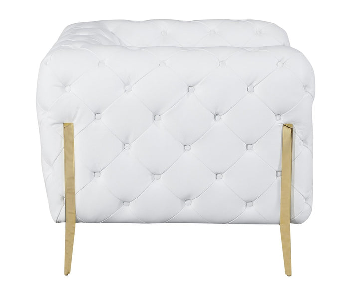 DivanItalia 970 Italian Leather White Loveseat