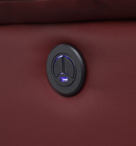 Zuriel - Power Motion Recliner With USB - Red Synthetic Leather