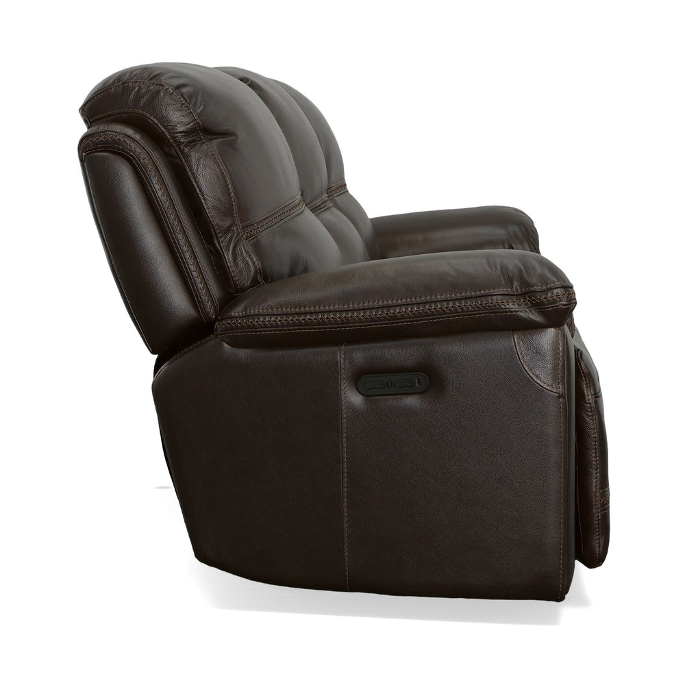 Fenwick Leather Power Reclining Sofa with Power Headrests in Dark Chocolate
