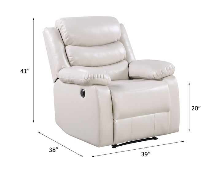 Eilbra - Power Motion Recliner - Beige Synthetic Leather