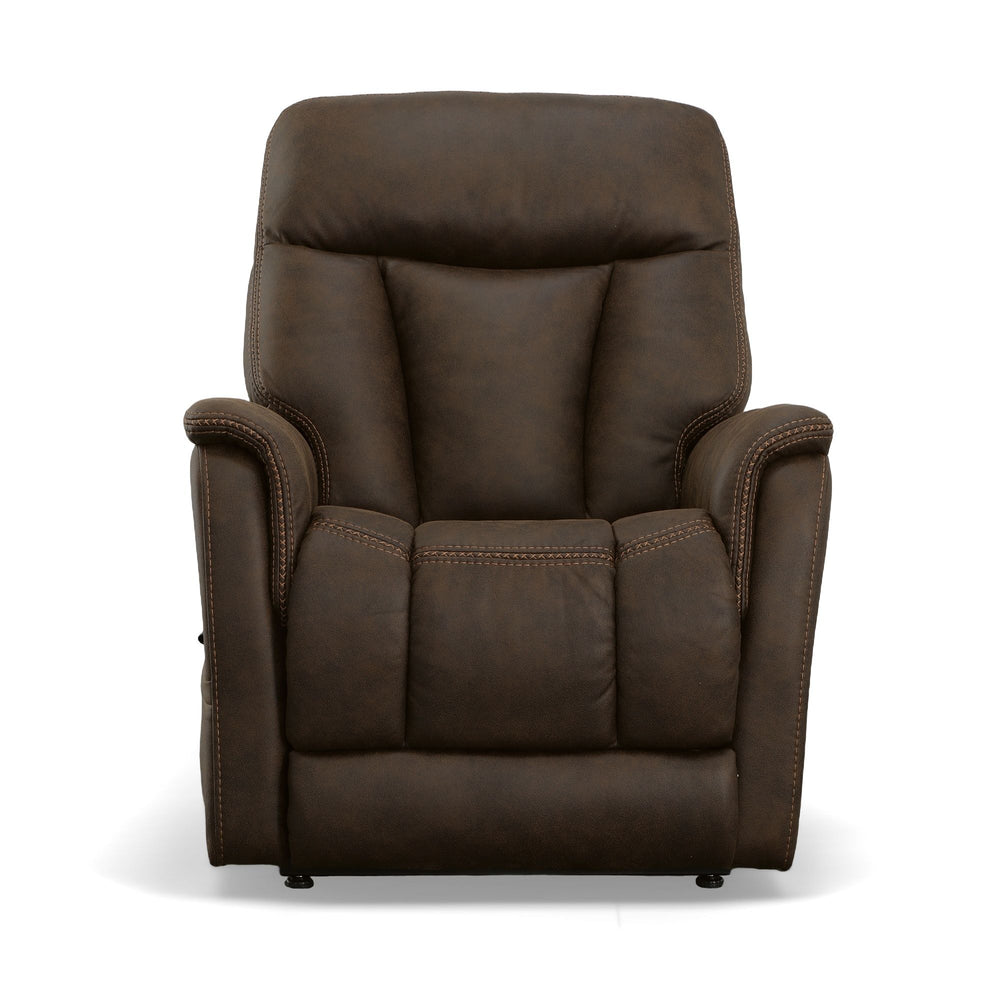 Atlas Fabric Power Lift Recliner with Power Headrest & Lumbar in Walnut