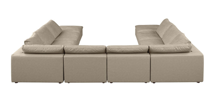 DivanItalia 1100 10-Piece U-Shaped Sectional with Chaise in Top-Grain Italian Leather - Beige