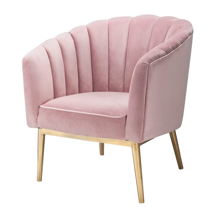 Colla - Accent Chair - Blush Pink Velvet & Gold