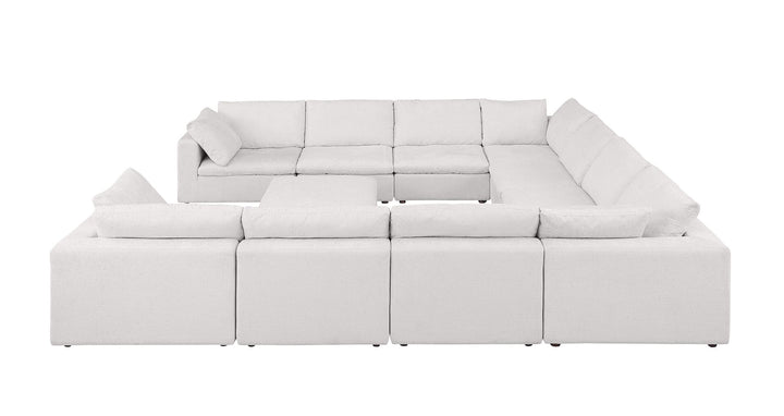 DivanItalia 1100 11-Piece U-Shaped Sectional in Top-Grain Italian Leather - Pearl