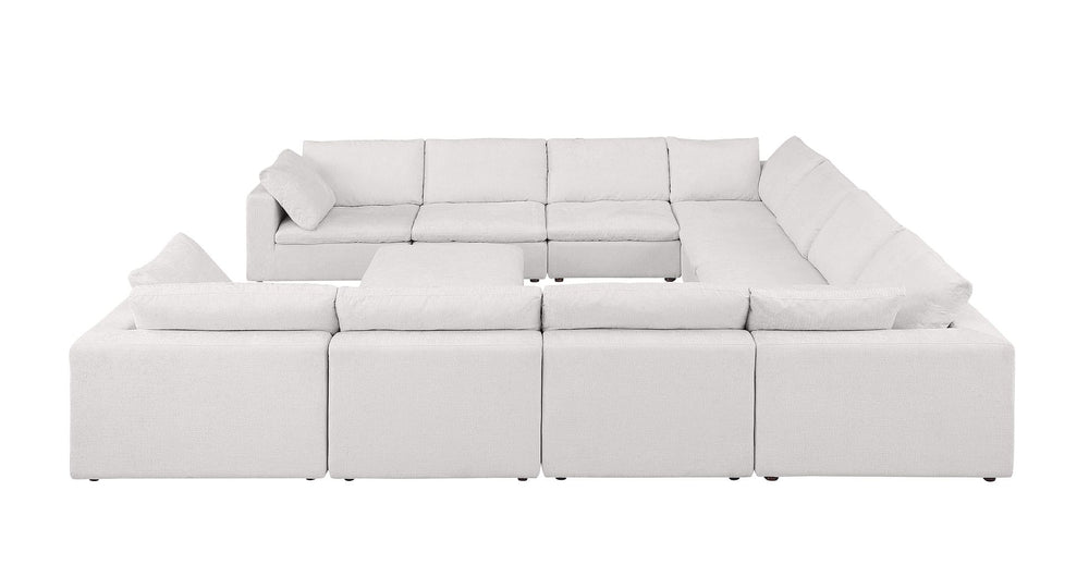 DivanItalia 1100 11-Piece U-Shaped Sectional in Top-Grain Italian Leather - Pearl