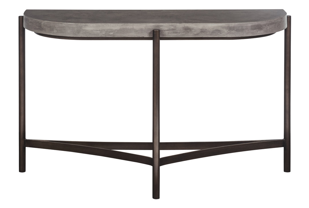 Modus Furniture A89423 Lyon Semi Circular Natural Concrete And Metal Console Table