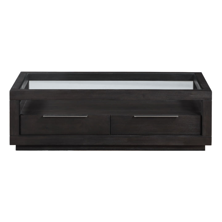 Modus Furniture Azu521 Oxford Two Drawer Rectangular Coffee Table In Basalt Grey