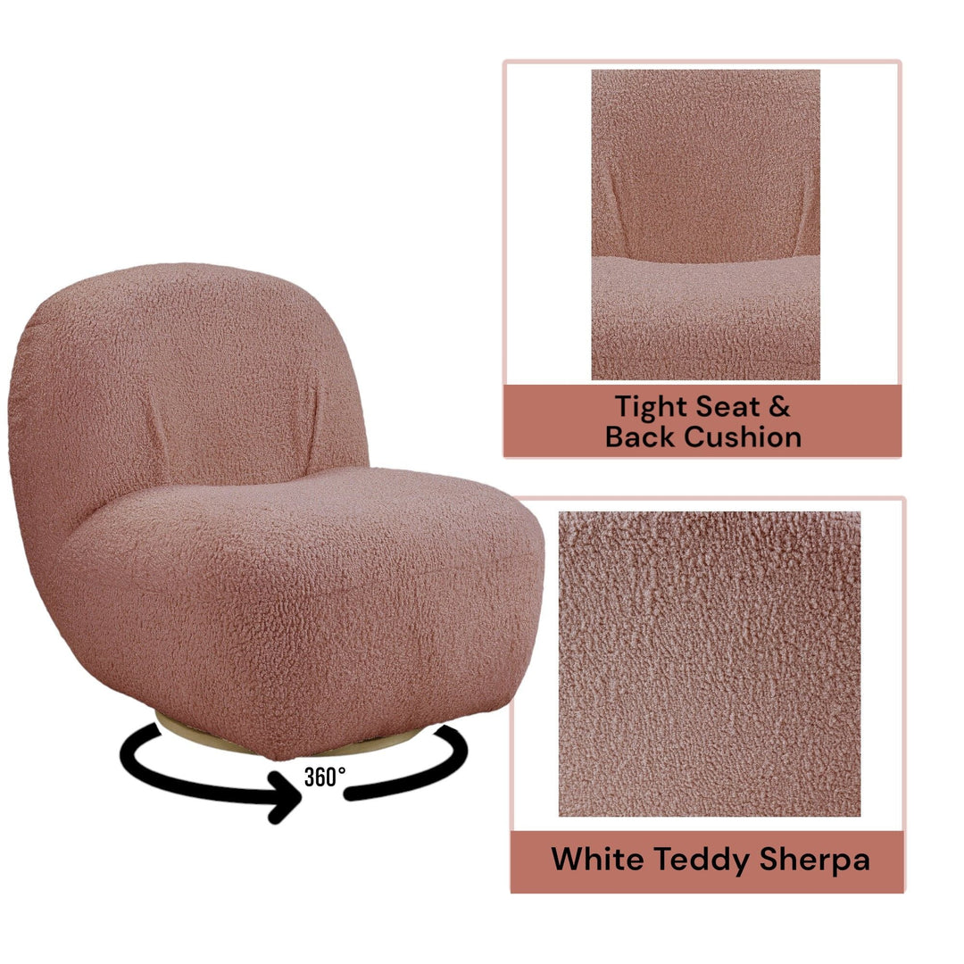 Yedaid - Sherpa Accent Chair With Swivel - Pink