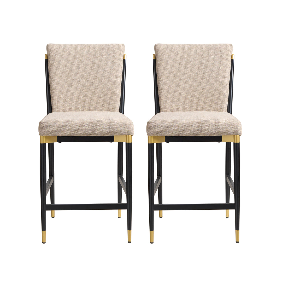 Modern Iron Counter Stool – Black/Brown (Set of 2)