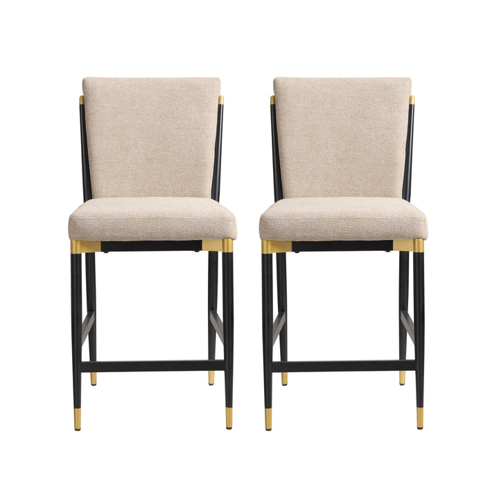Modern Iron Counter Stool – Black/Brown (Set of 2)