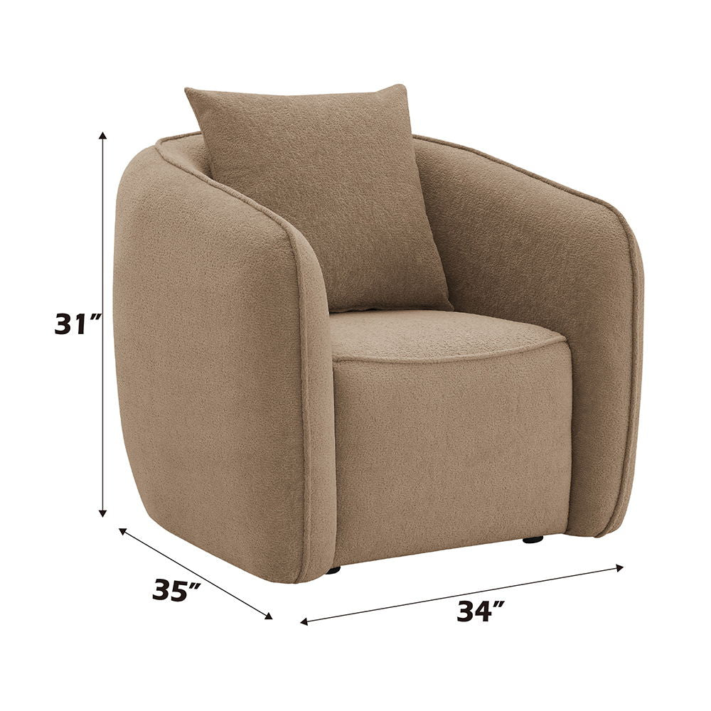 Keith - Chair With Pillow - Brown Chenille