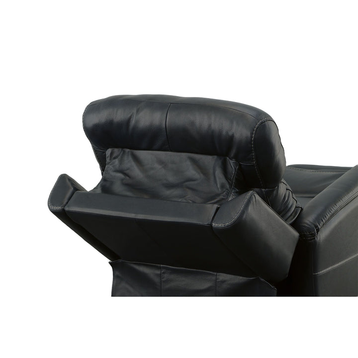 View Leather Power Swivel Recliner with Power Headrest in Ocean
