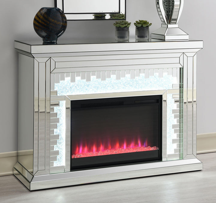 Coaster Furniture 991048 Gilmore Mirrored Freestanding Electric Fireplace Silver