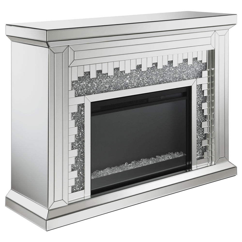 Coaster Furniture 991048 Gilmore Mirrored Freestanding Electric Fireplace Silver