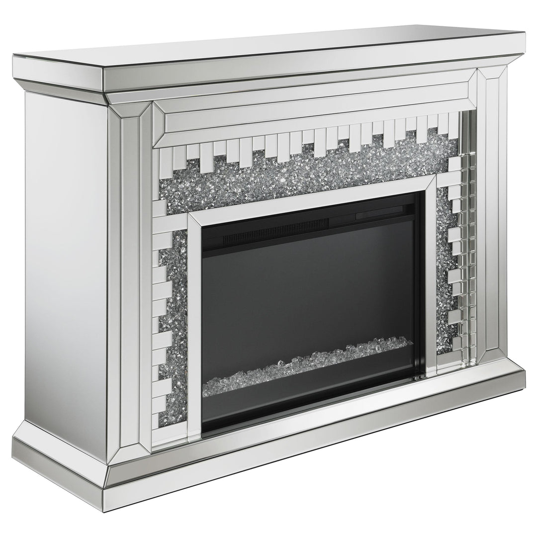 Coaster Furniture 991048 Gilmore Mirrored Freestanding Electric Fireplace Silver
