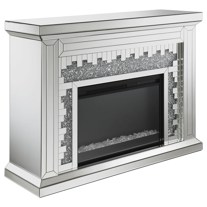 Coaster Furniture 991048 Gilmore Mirrored Freestanding Electric Fireplace Silver