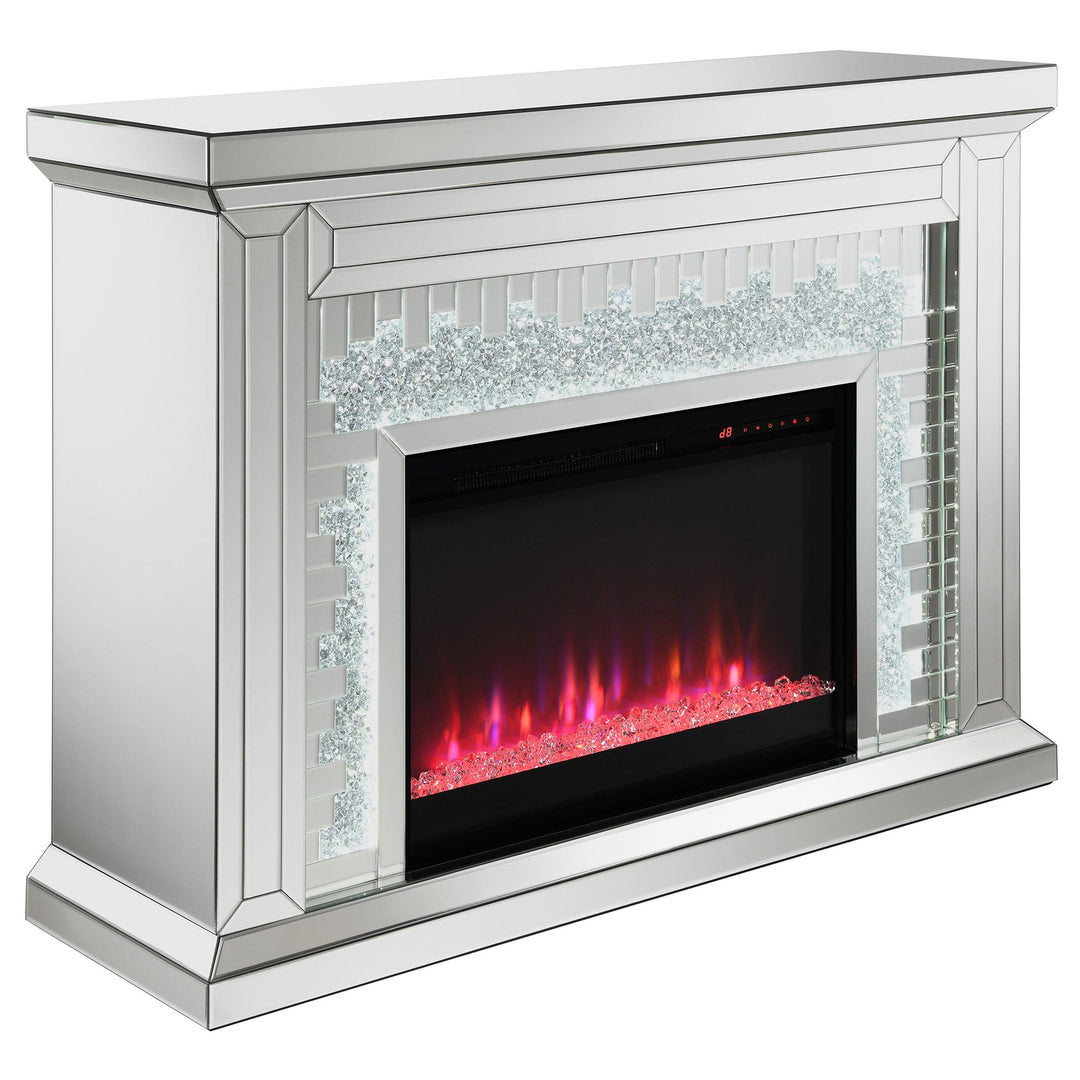 Coaster Furniture 991048 Gilmore Mirrored Freestanding Electric Fireplace Silver