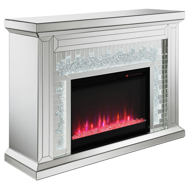 Coaster Furniture 991048 Gilmore Mirrored Freestanding Electric Fireplace Silver
