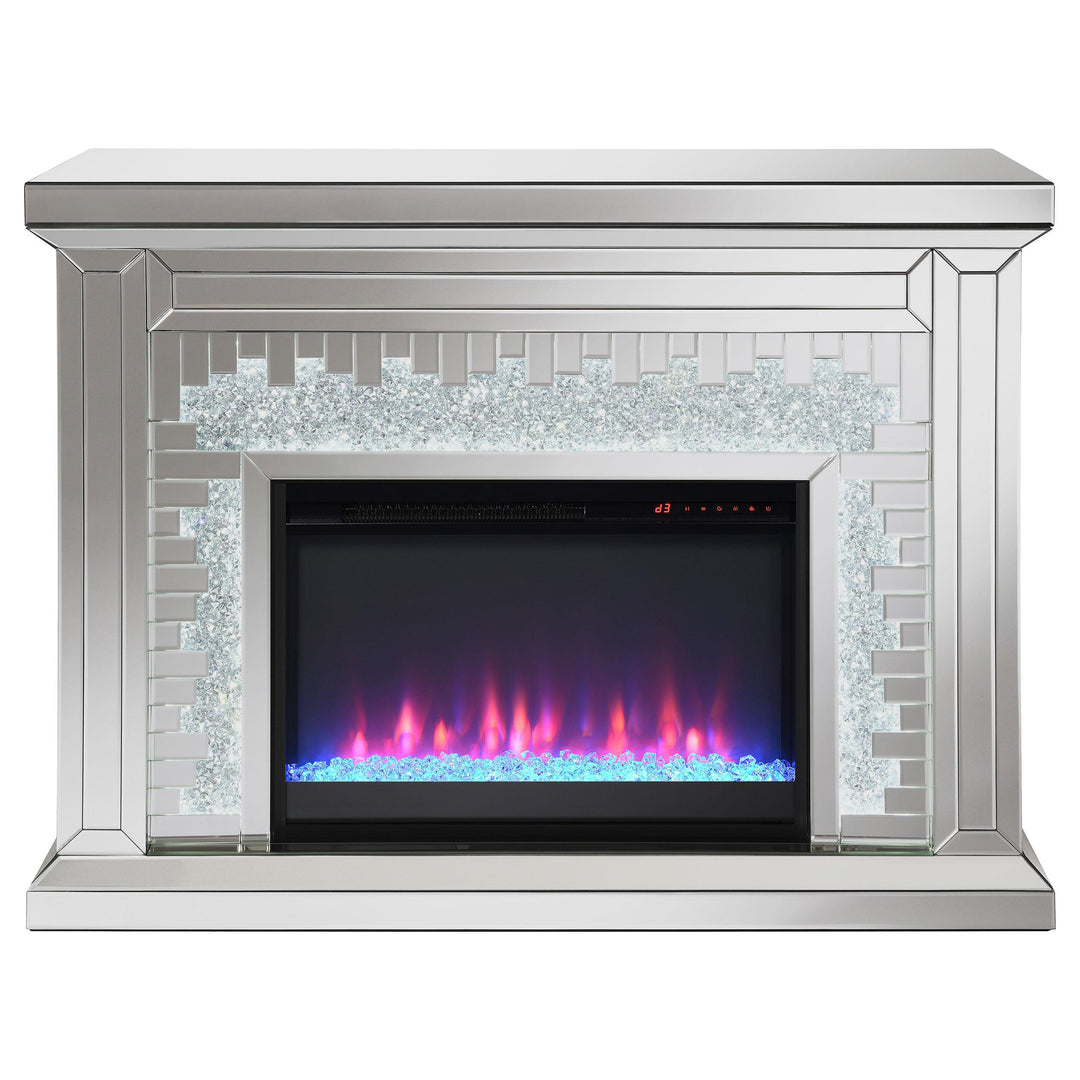 Coaster Furniture 991048 Gilmore Mirrored Freestanding Electric Fireplace Silver