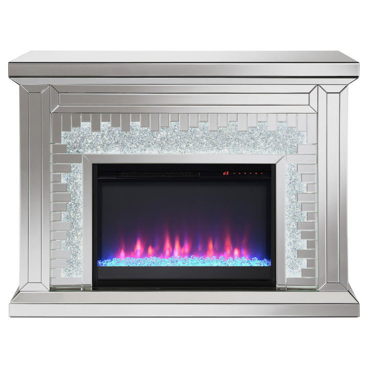 Coaster Furniture 991048 Gilmore Mirrored Freestanding Electric Fireplace Silver