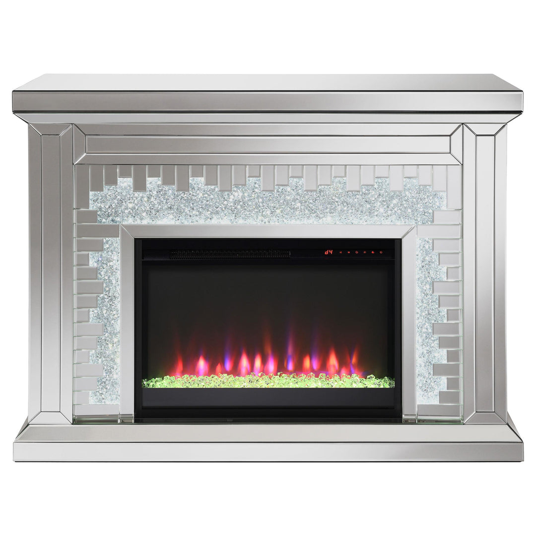 Coaster Furniture 991048 Gilmore Mirrored Freestanding Electric Fireplace Silver