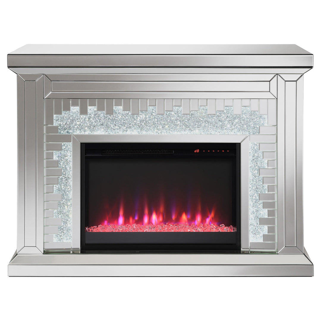 Coaster Furniture 991048 Gilmore Mirrored Freestanding Electric Fireplace Silver