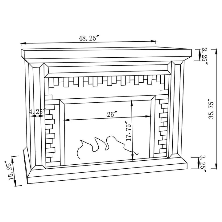 Coaster Furniture 991048 Gilmore Mirrored Freestanding Electric Fireplace Silver