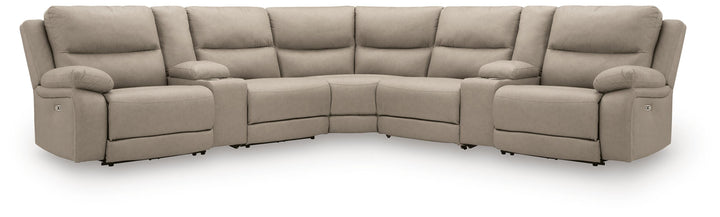 Narwhal Place 7-Piece Reclining Sectional with Storage Consoles - Pebble (1)