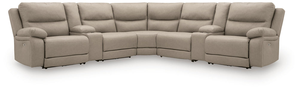 Narwhal Place 7-Piece Reclining Sectional with Storage Consoles - Pebble (1)