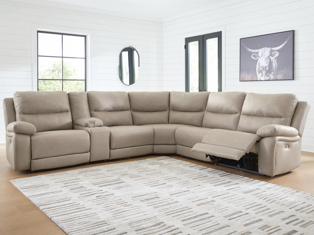 Narwhal Place 6-Piece Power Reclining Sectional - Pebble (3)