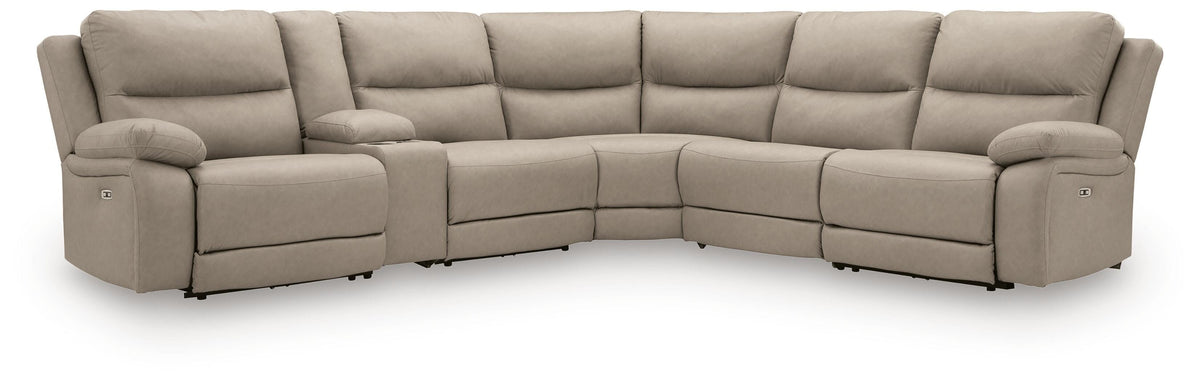 Narwhal Place 6-Piece Power Reclining Sectional - Pebble (1)