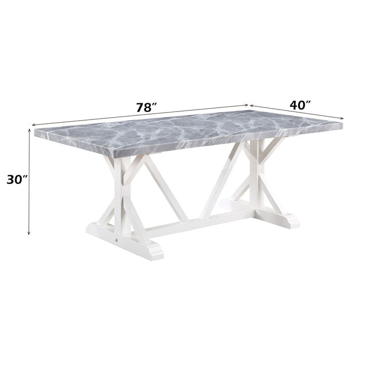 Hollyn - Dining Table With Engineered Stone Top - Engineered Stone & White