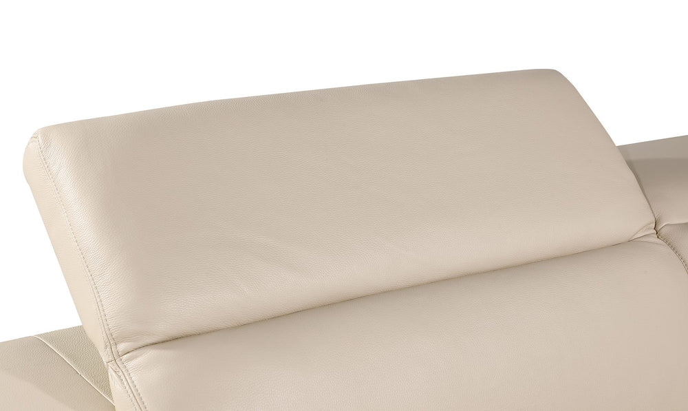 DivanItalia 1111 Sofa with Adjustable Headrest in Top-Grain Italian Leather - Cream