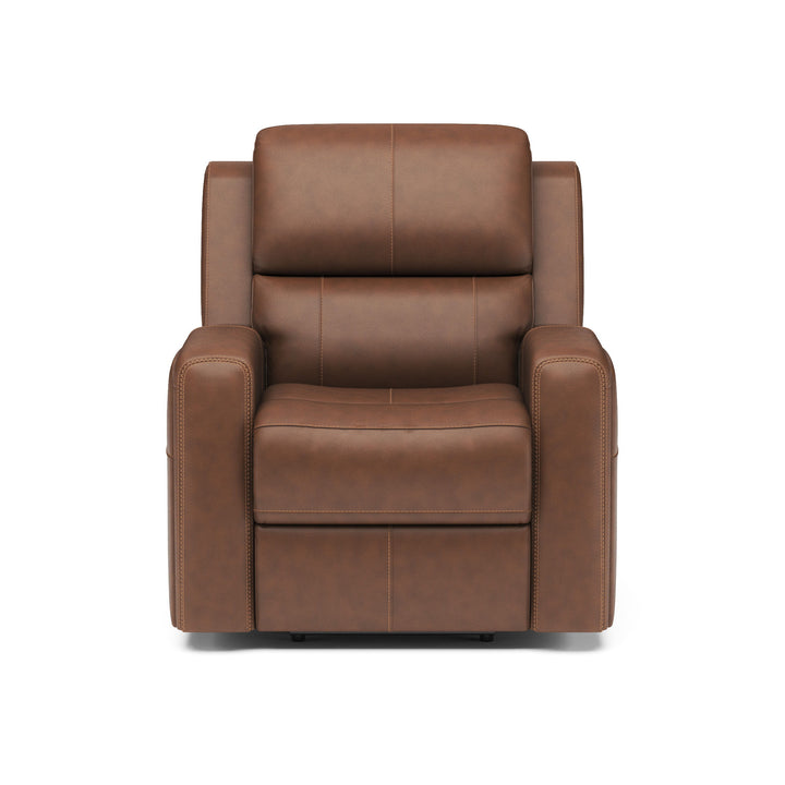 Linden Leather Power Recliner With Power Headrest &amp; Lumbar - Caramel
