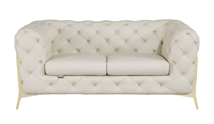 DivanItalia 970 Loveseat in Top-Grain Italian Leather - Cream