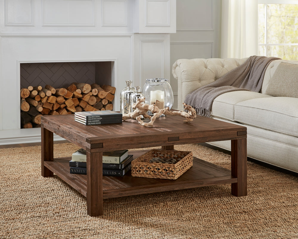 Modus Furniture 3F4121 Meadow Solid Wood Square Coffee Table In Brick Brown