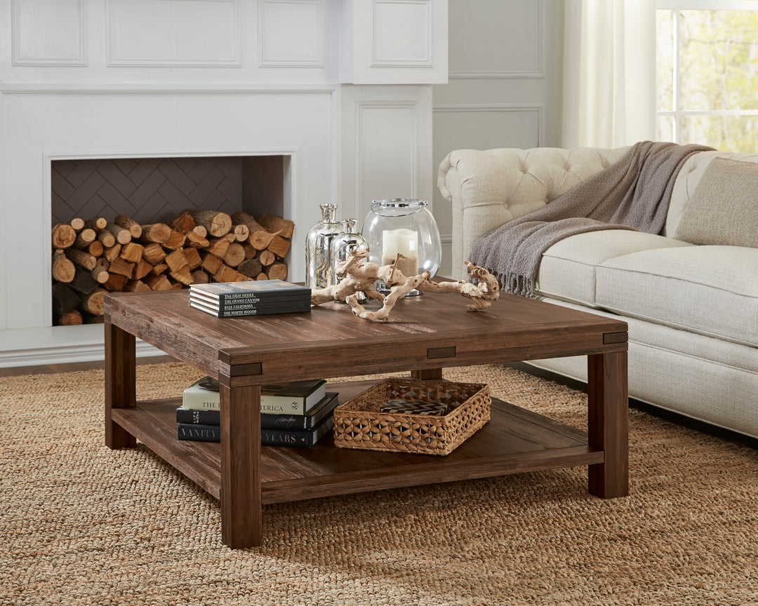 Modus Furniture 3F4121 Meadow Solid Wood Square Coffee Table In Brick Brown