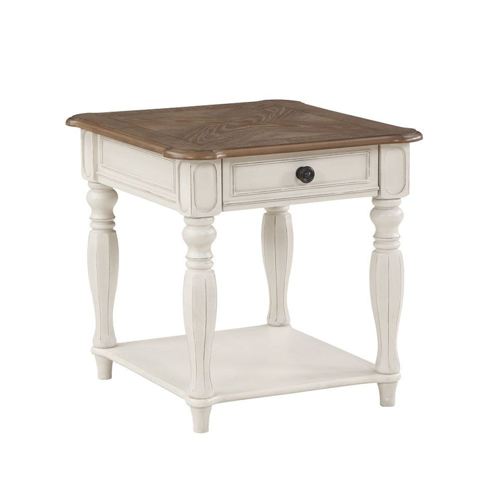 Florian - End Table - Oak & Antique White