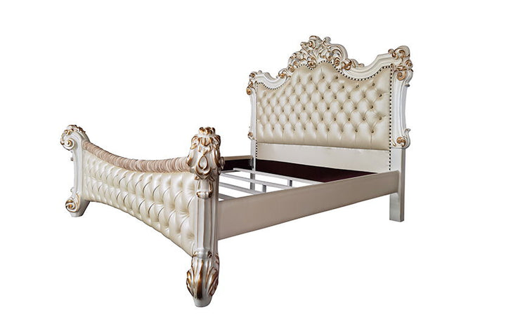 ACME Furniture Vendome Eastern King Bed Synthetic Leather & Antique Pea