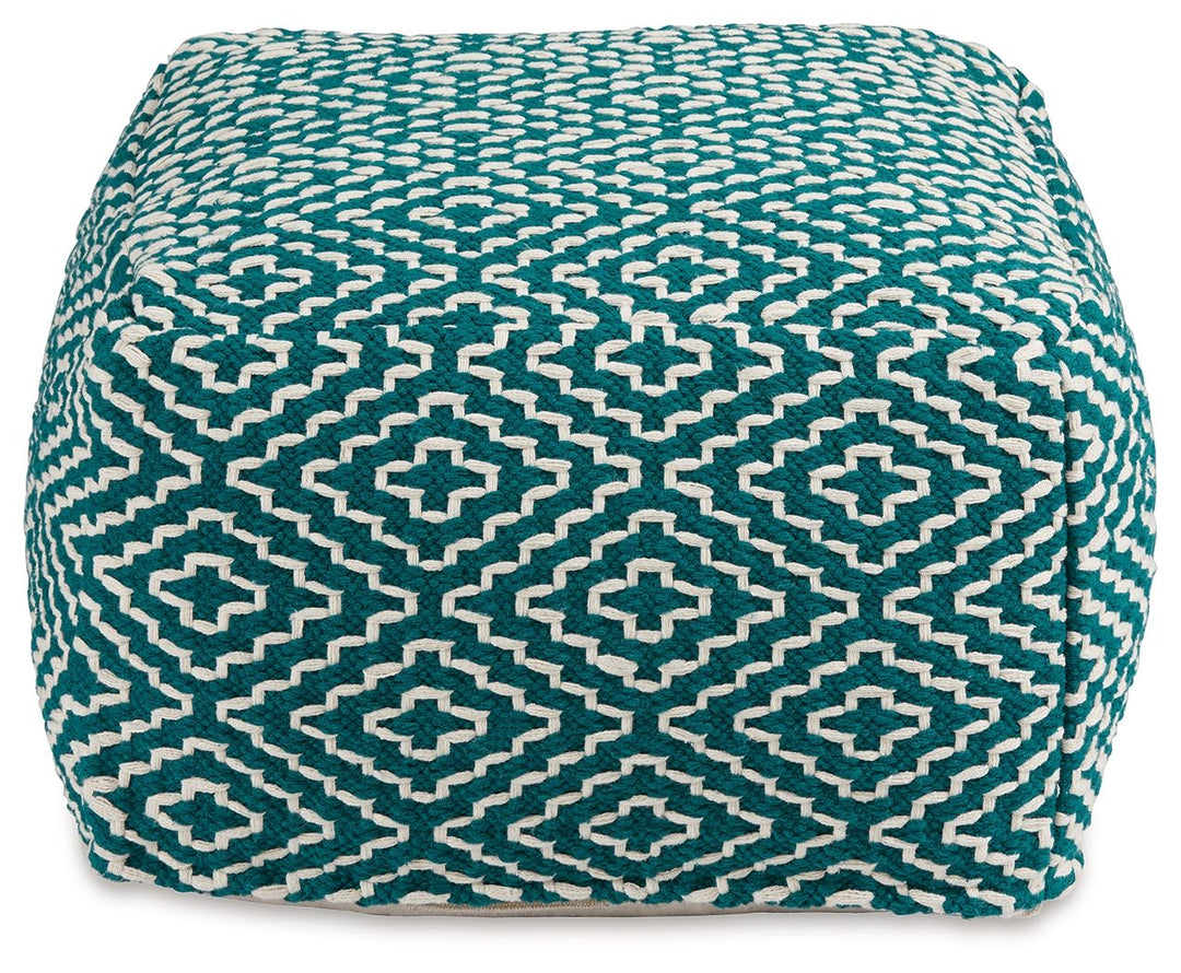 Brynnsen - Pouf - Teal / Ivory