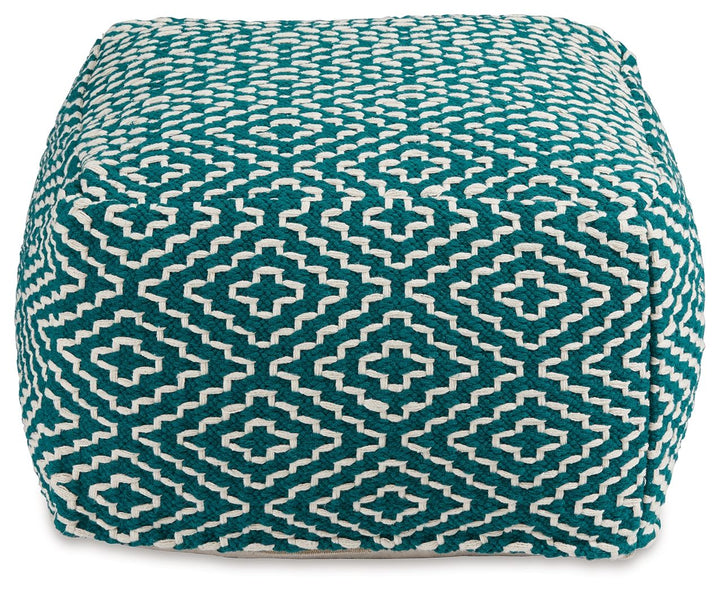 Brynnsen - Pouf - Teal / Ivory